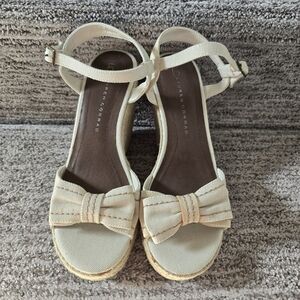 Lauren Conrad LC Women's Gwin Espadrille Wedge Sandals 7 Beige Bow NIB NWT
